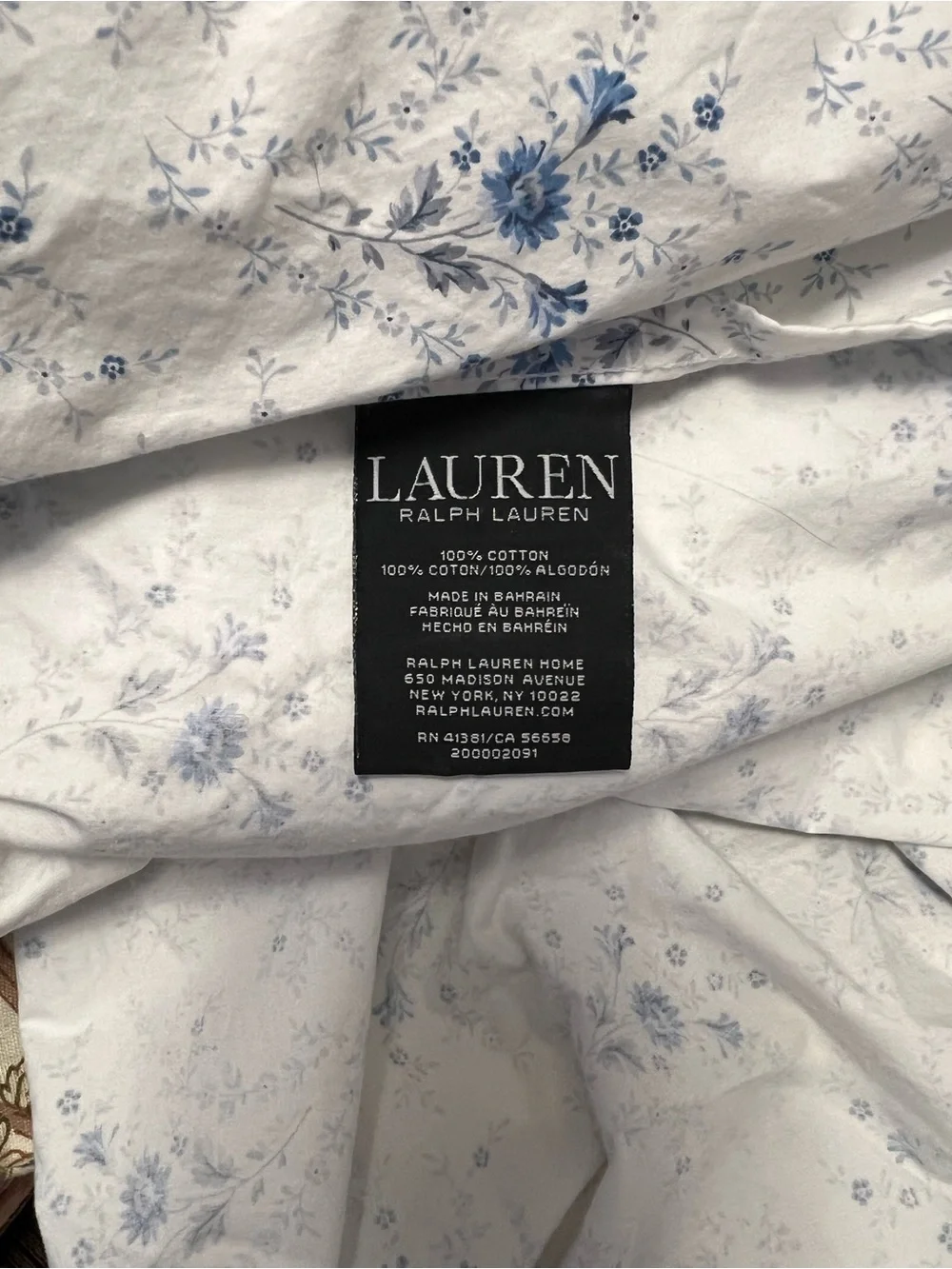 Lauren Ralph Lauren Blue White Ditzy Ditsy Floral Sheet Set Twin 100% Cotton